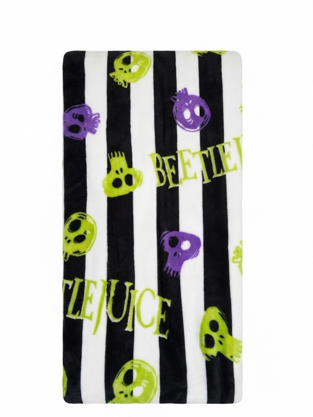 Beetlejuice Striped Skull Plush Throw